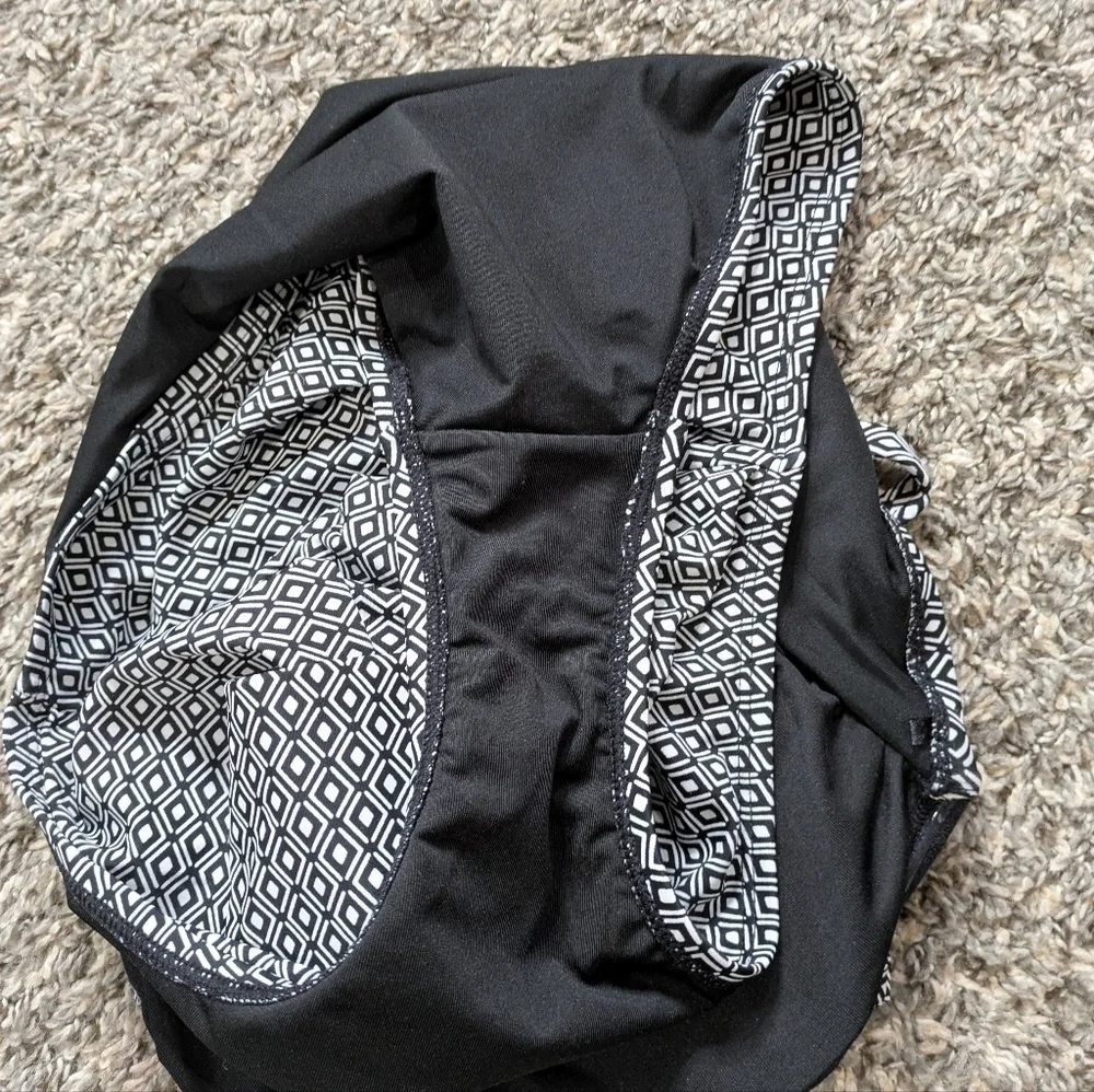 DKNY Black White Diamond Pattern One Piece Swimsuit L - Picture 6 of 10